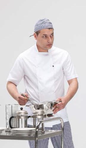 Chaqueta cocina manga corta con corchetes