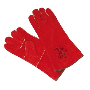 Guante soldador serraje rojo
