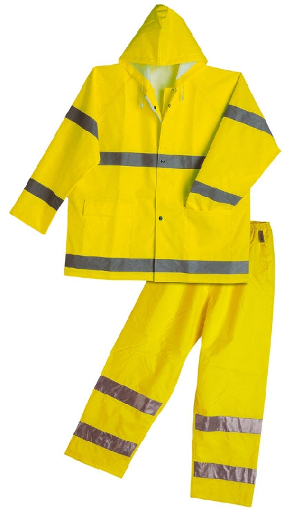 Conjunto impermeable de alta visibilidad.