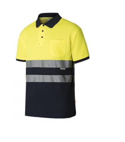 Polo algodÃ³n bicolor M/C alta visibilidad