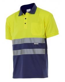 Polo bicolor de alta visibilidad manga corta